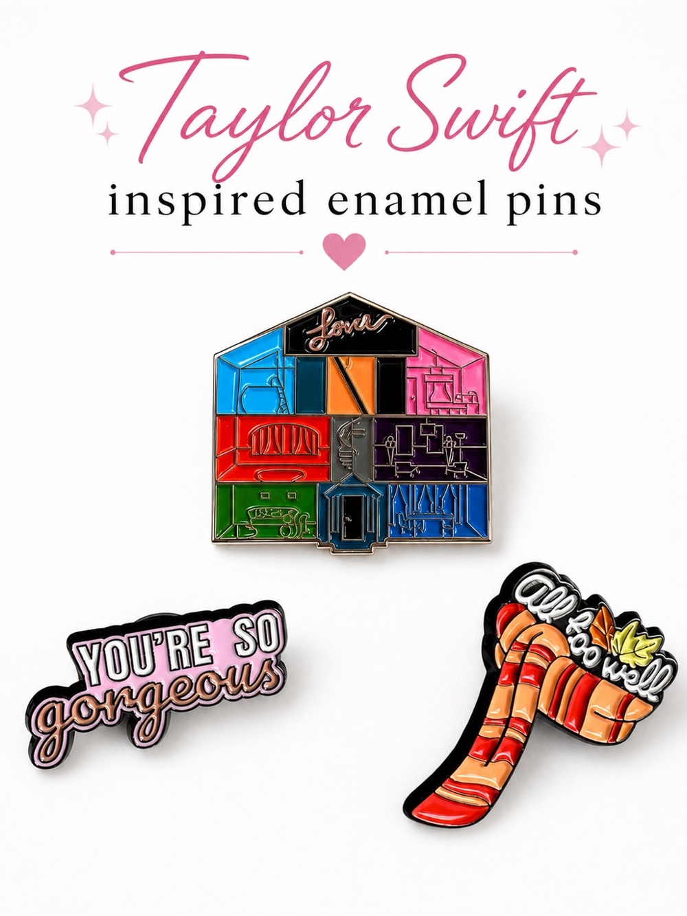Taylor Swift Lyric Inspired Enamel Pin Set — 3 pins
